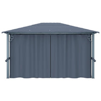 Thumbnail for Pavillon mit Vorhängen & LED-Lichterkette 400x300 cm Anthrazit Alu