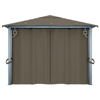 Thumbnail for Pavillon mit Vorhängen & LED-Lichterkette 400x300 cm Taupe Alu