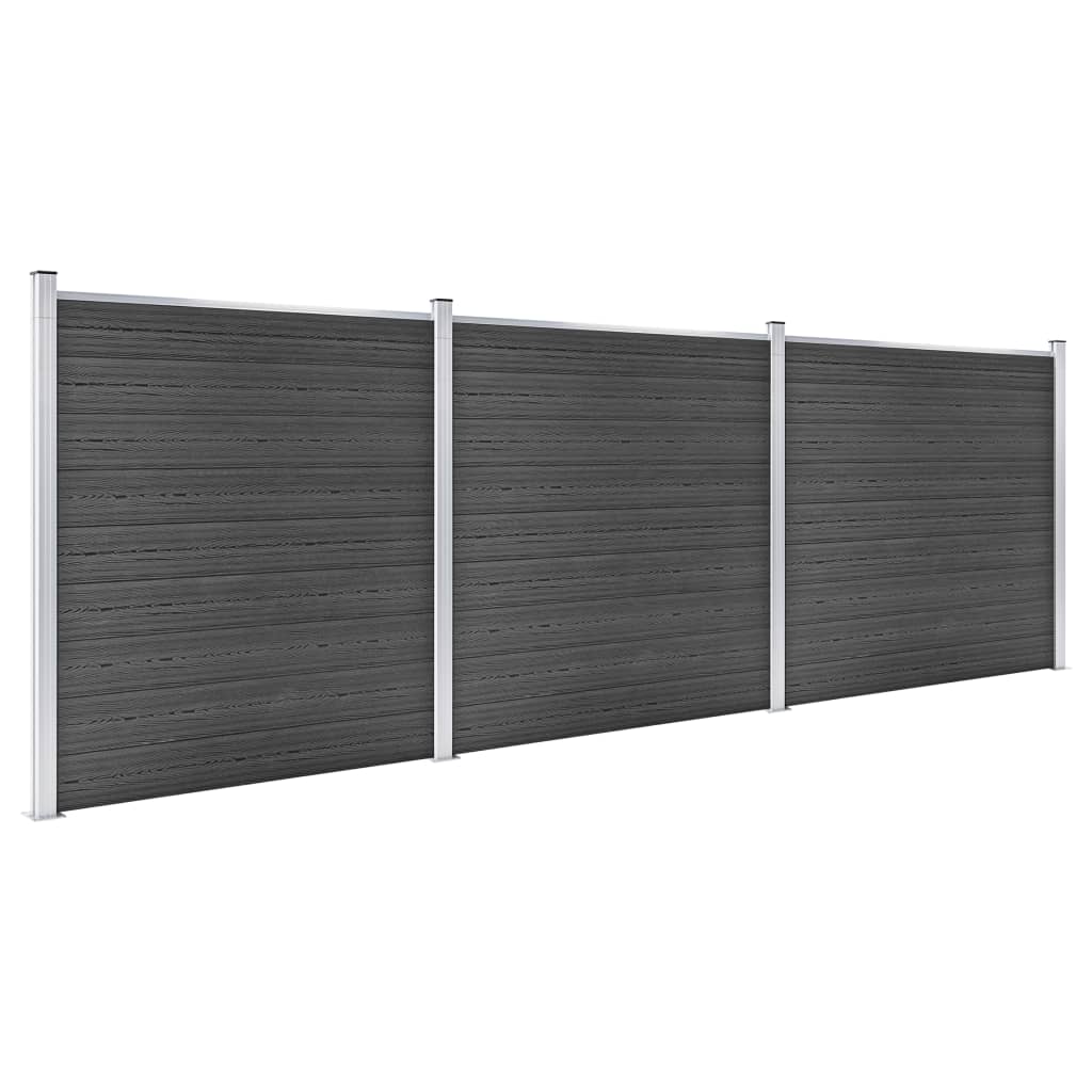 Zaunelement Set WPC 526x186 cm Schwarz