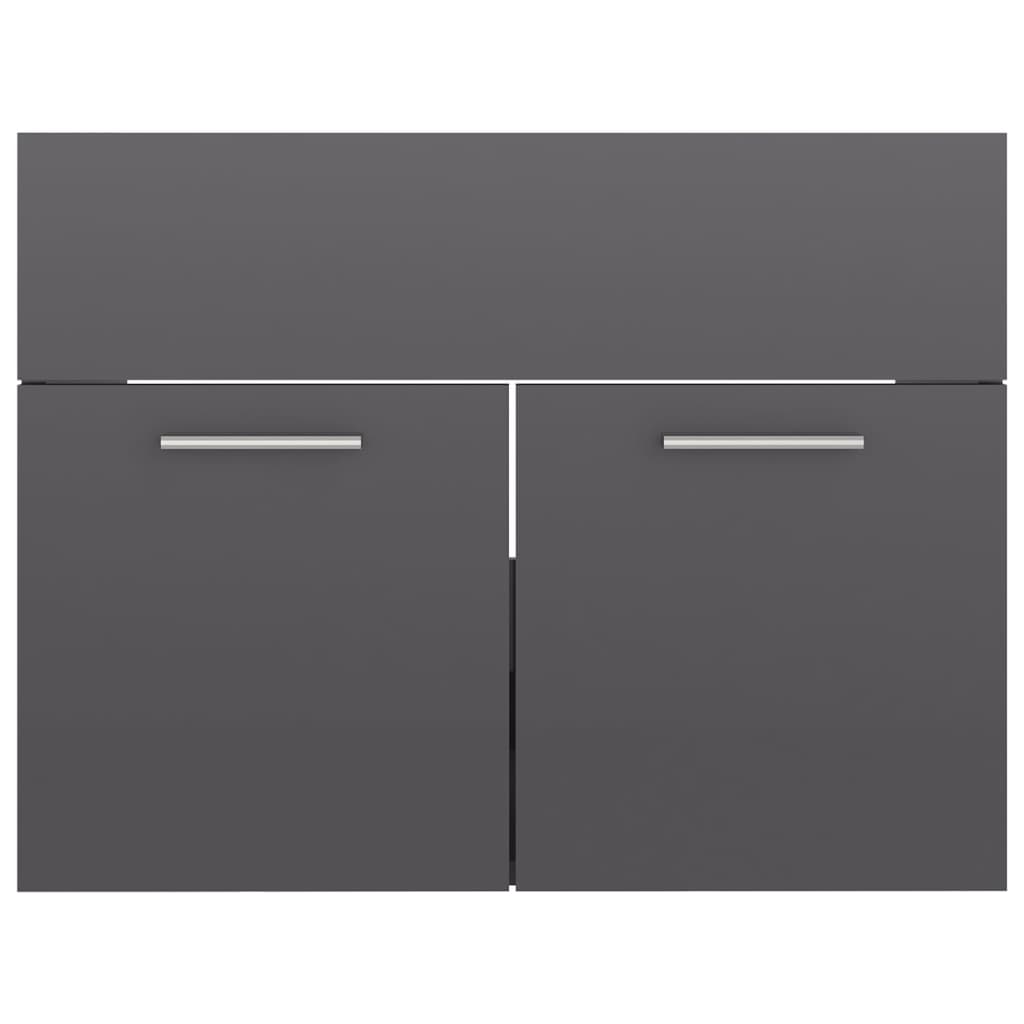 Badmöbel-Set Hochglanz-Grau Holzwerkstoff