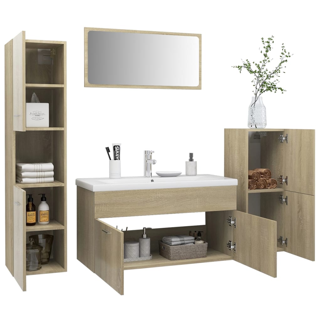 Badmöbel-Set Sonoma-Eiche Holzwerkstoff