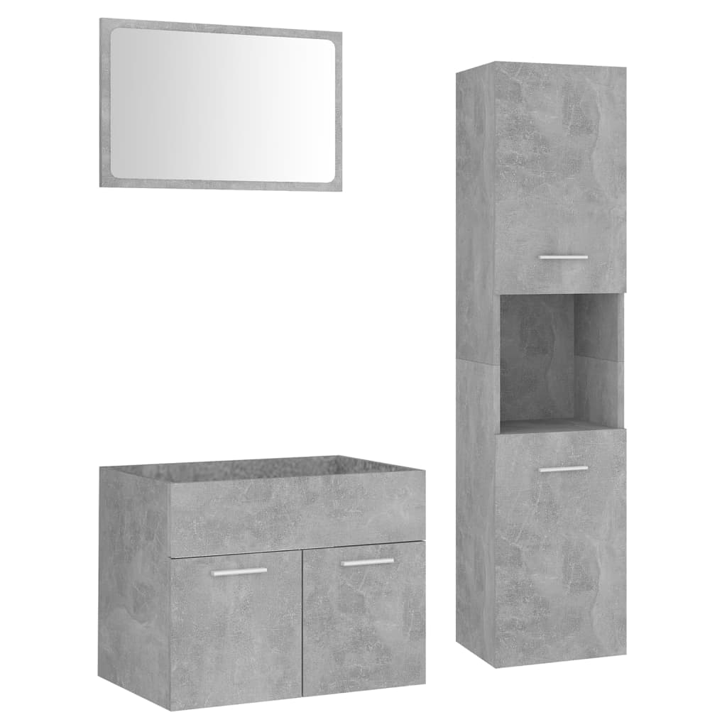 Badmöbel-Set Betongrau Holzwerkstoff