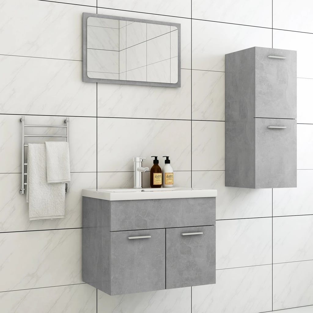 Badmöbel-Set Betongrau Holzwerkstoff