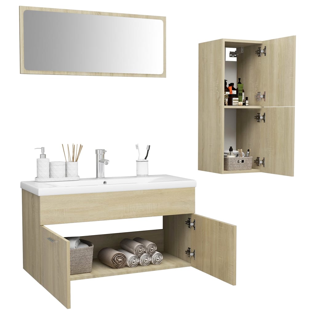 Badmöbel-Set Sonoma-Eiche Holzwerkstoff