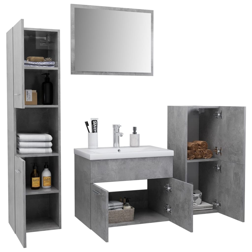 Badmöbel-Set Betongrau Holzwerkstoff