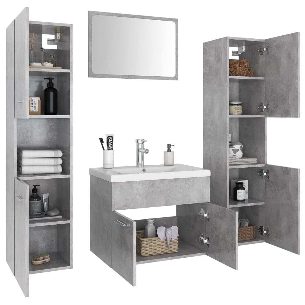 Badmöbel-Set Betongrau Holzwerkstoff