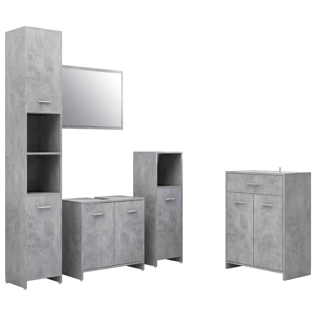 4-tlg. Badmöbel-Set Betongrau