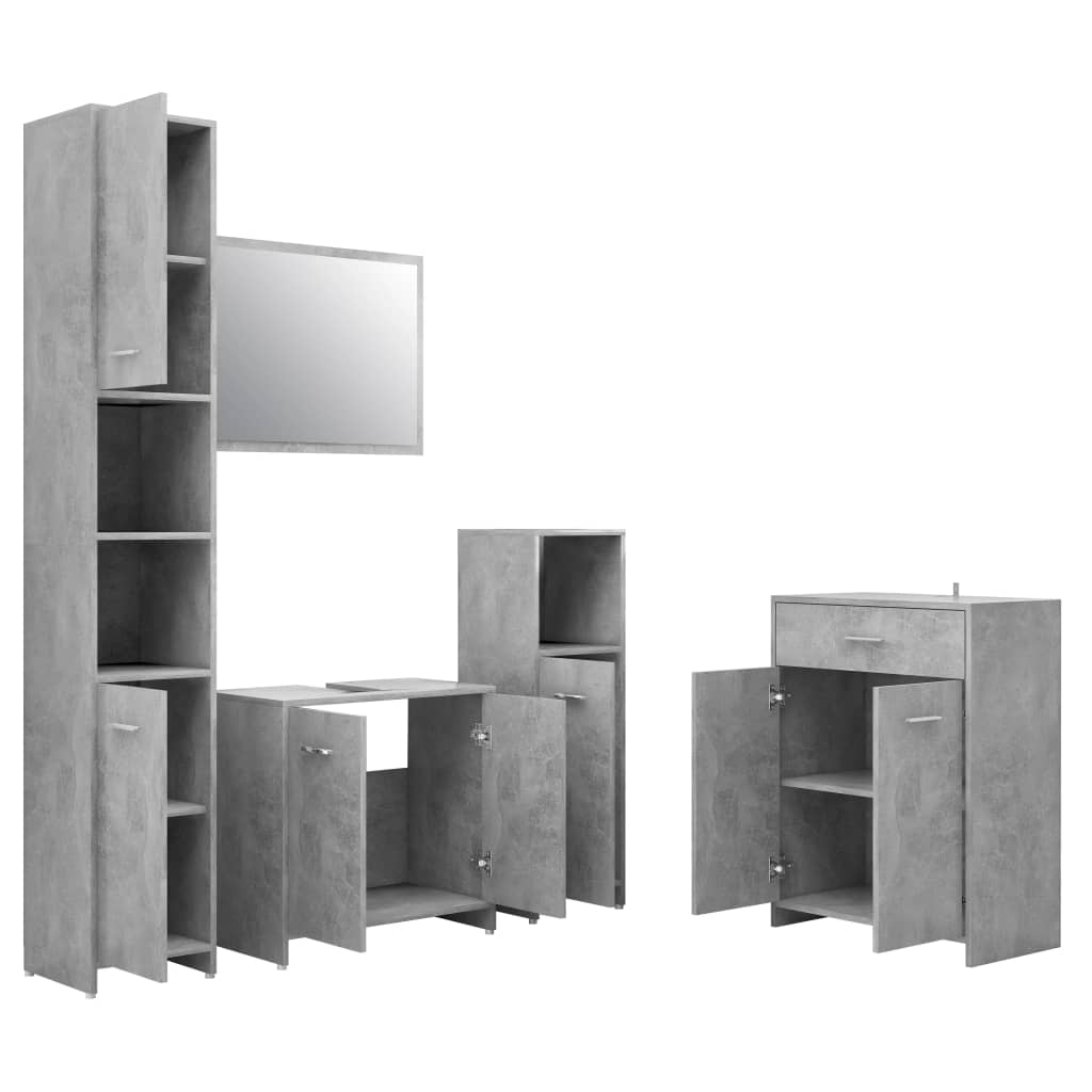 4-tlg. Badmöbel-Set Betongrau