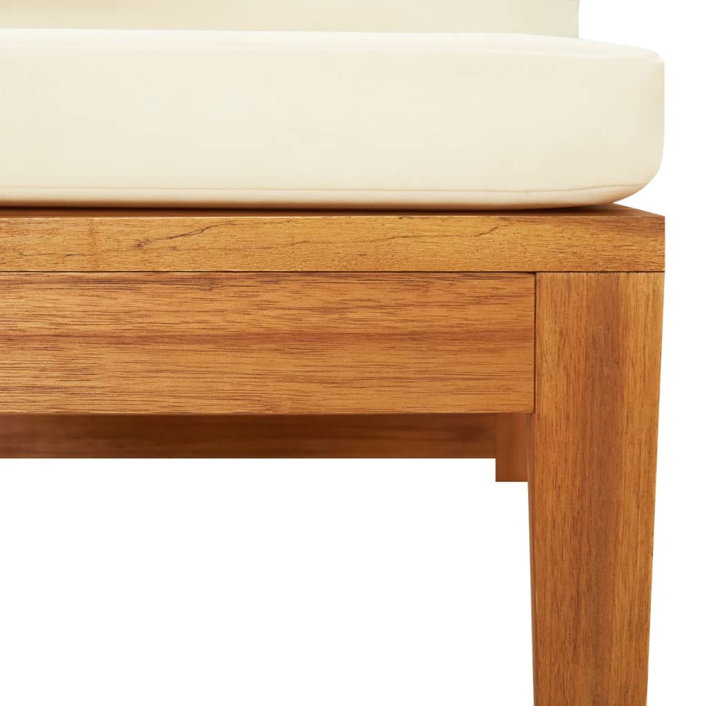 Ecksofa mit Cremeweißen Kissen Massivholz Akazie