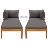 Thumbnail for Sonnenliege mit 1 Armlehne Dunkelgrau Massivholz Akazie