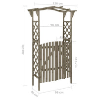 Thumbnail for Pergola mit Tor 116x40x204 cm Grau Massivholz Tanne