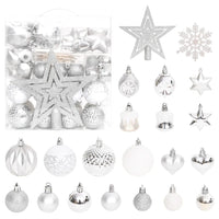 Thumbnail for 70-tlg. Weihnachtskugel-Set Silbern und Weiß