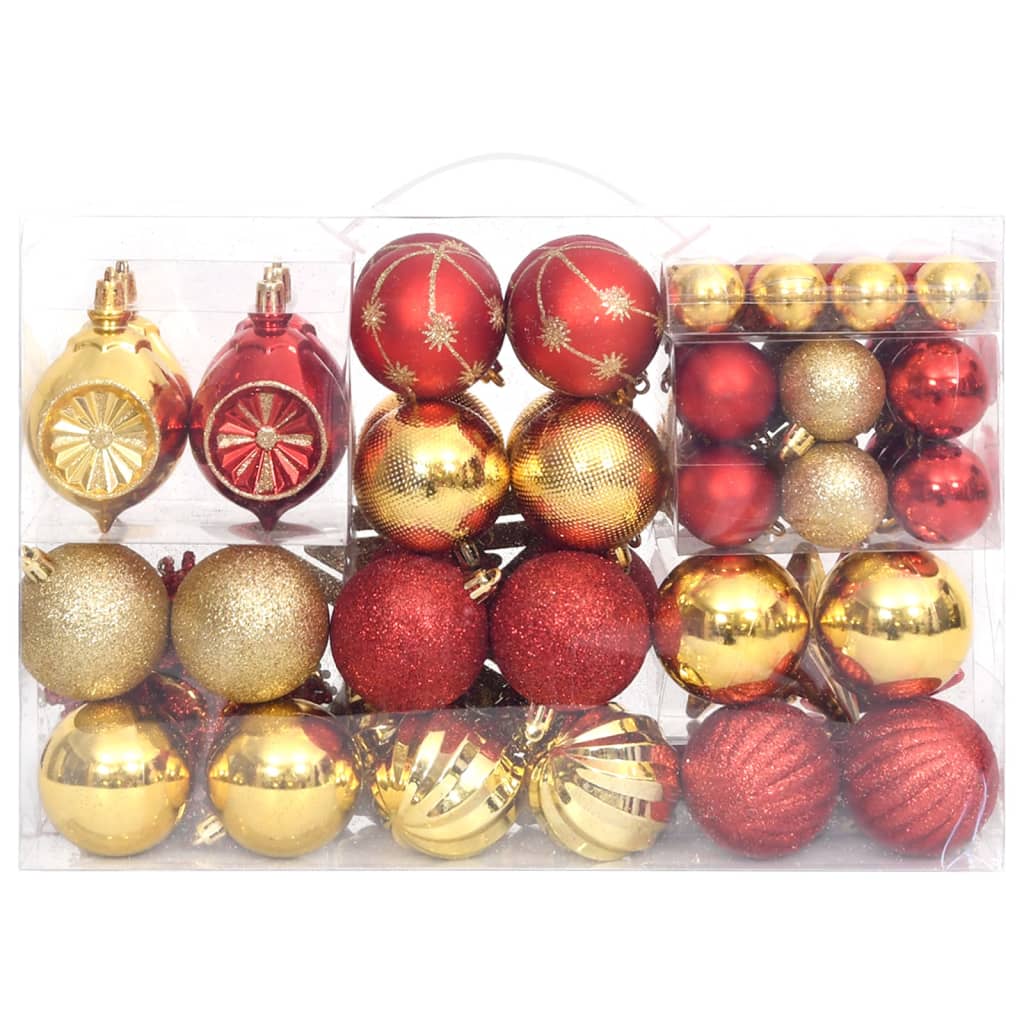 108-tlg. Weihnachtskugel-Set Golden und Rot