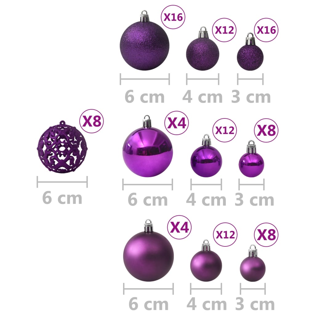 100-tlg. Weihnachtskugel-Set Lila