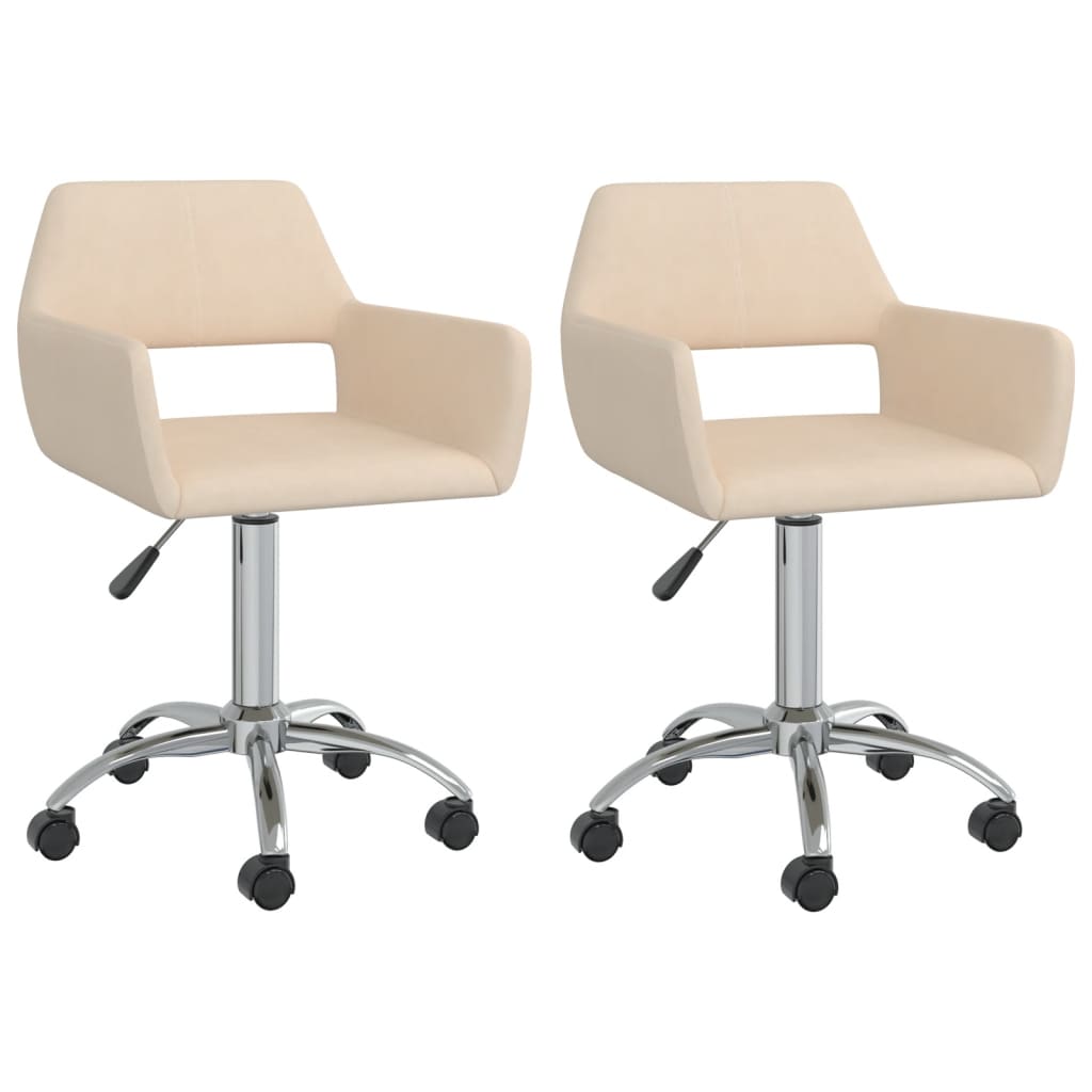 Esszimmerstühle 2 Stk. Drehbar Creme Stoff