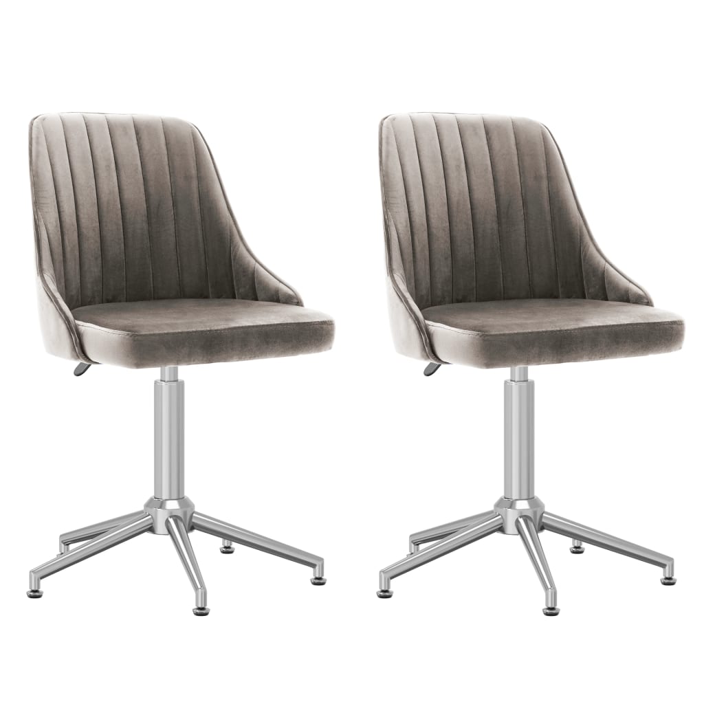 Esszimmerstühle 2 Stk. Drehbar Hellgrau Samt