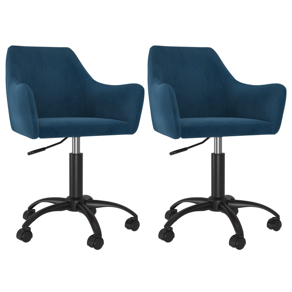 Esszimmerstühle 2 Stk. Drehbar Blau Samt