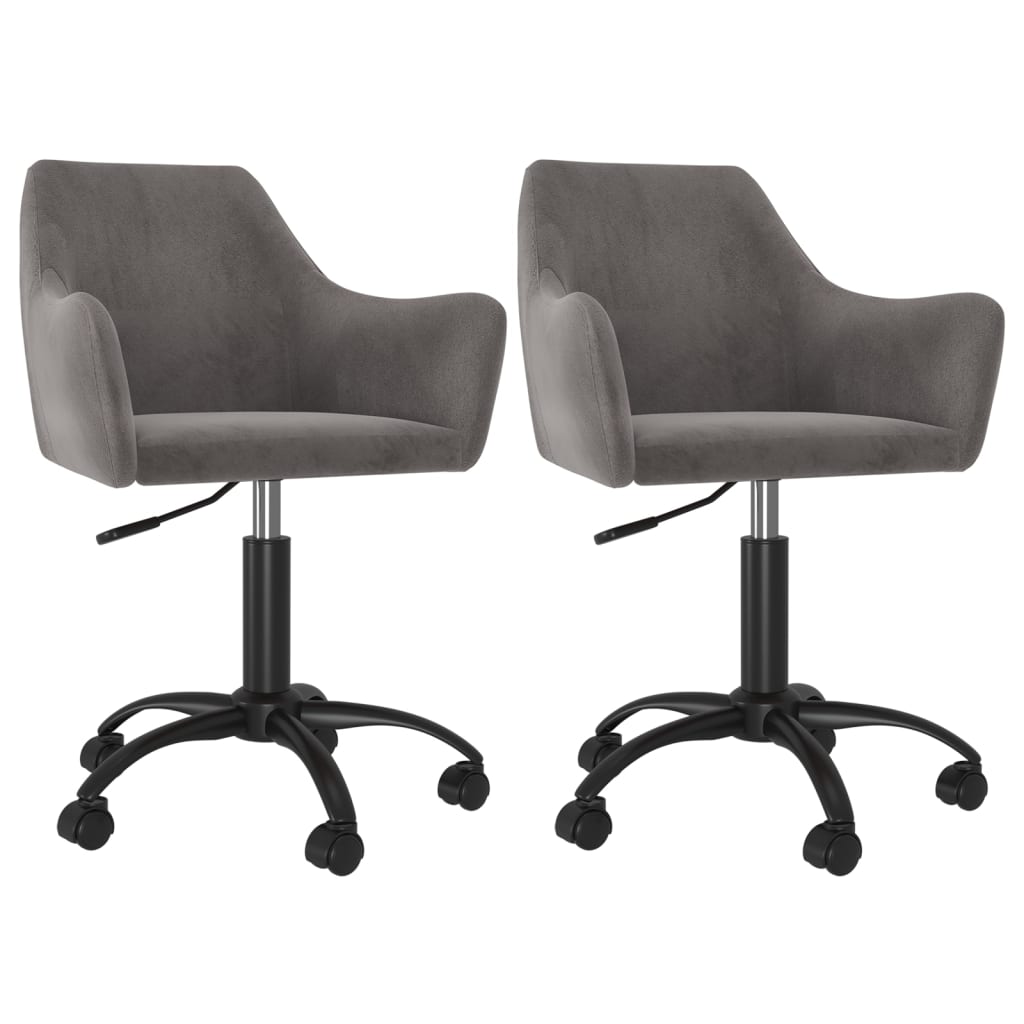 Esszimmerstühle 2 Stk. Drehbar Dunkelgrau Samt