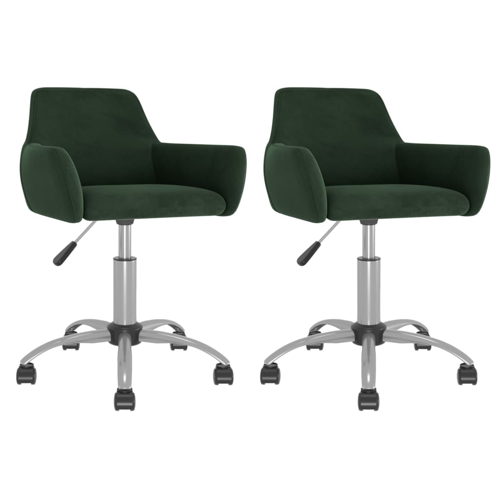 Esszimmerstühle 2 Stk. Drehbar Dunkelgrün Samt