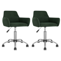 Thumbnail for Esszimmerstühle 2 Stk. Drehbar Dunkelgrün Samt