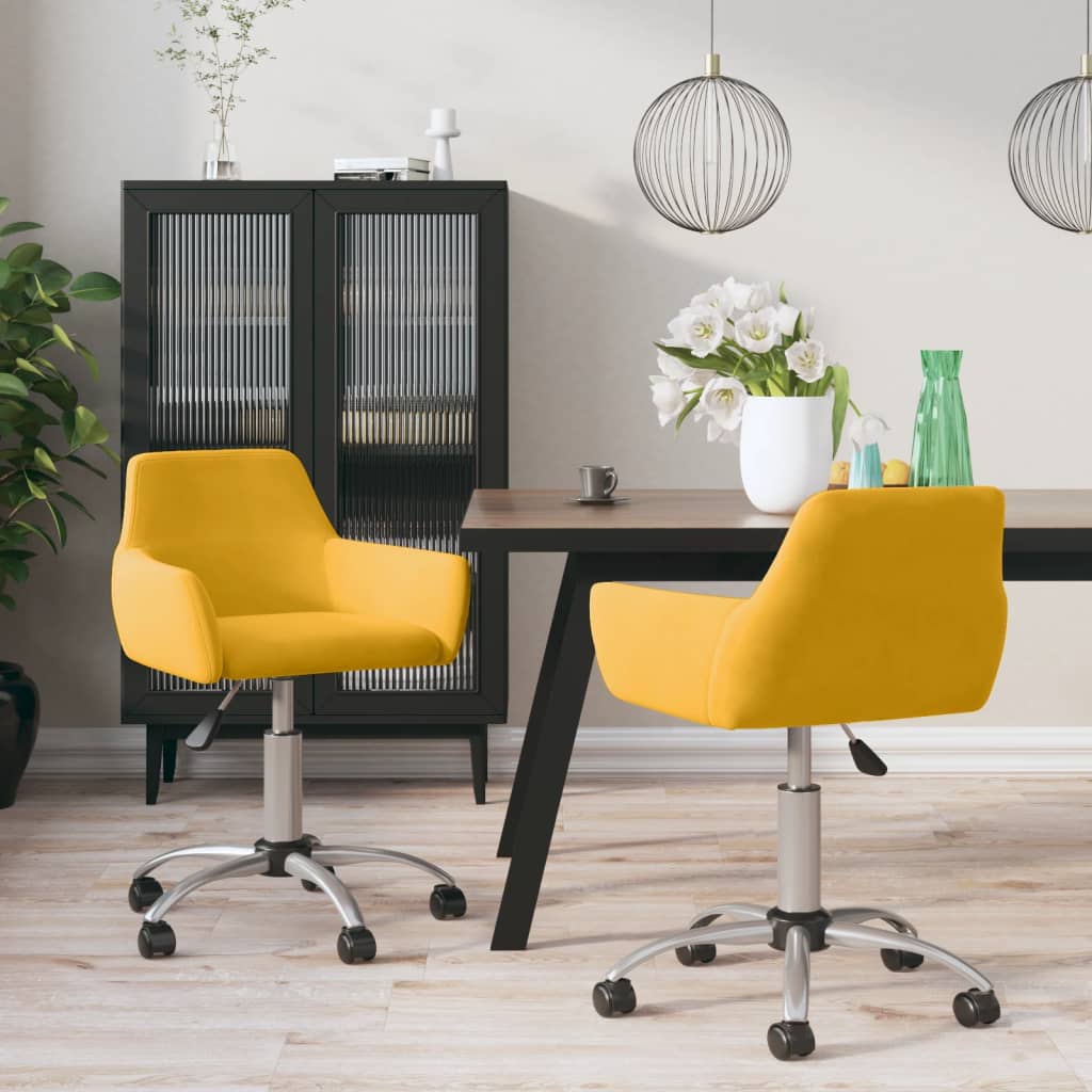 Esszimmerstühle 2 Stk. Drehbar Gelb Samt