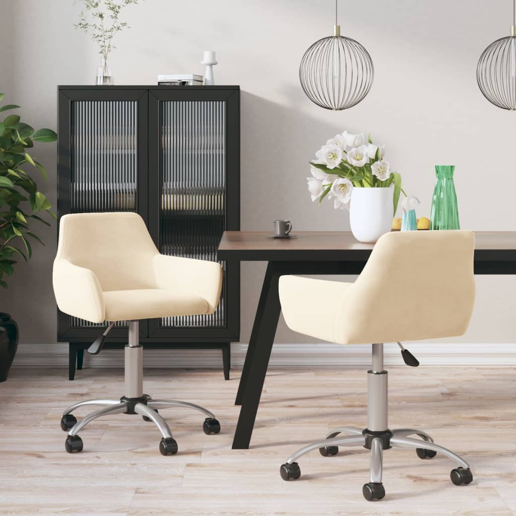 Esszimmerstühle 2 Stk. Drehbar Creme Samt