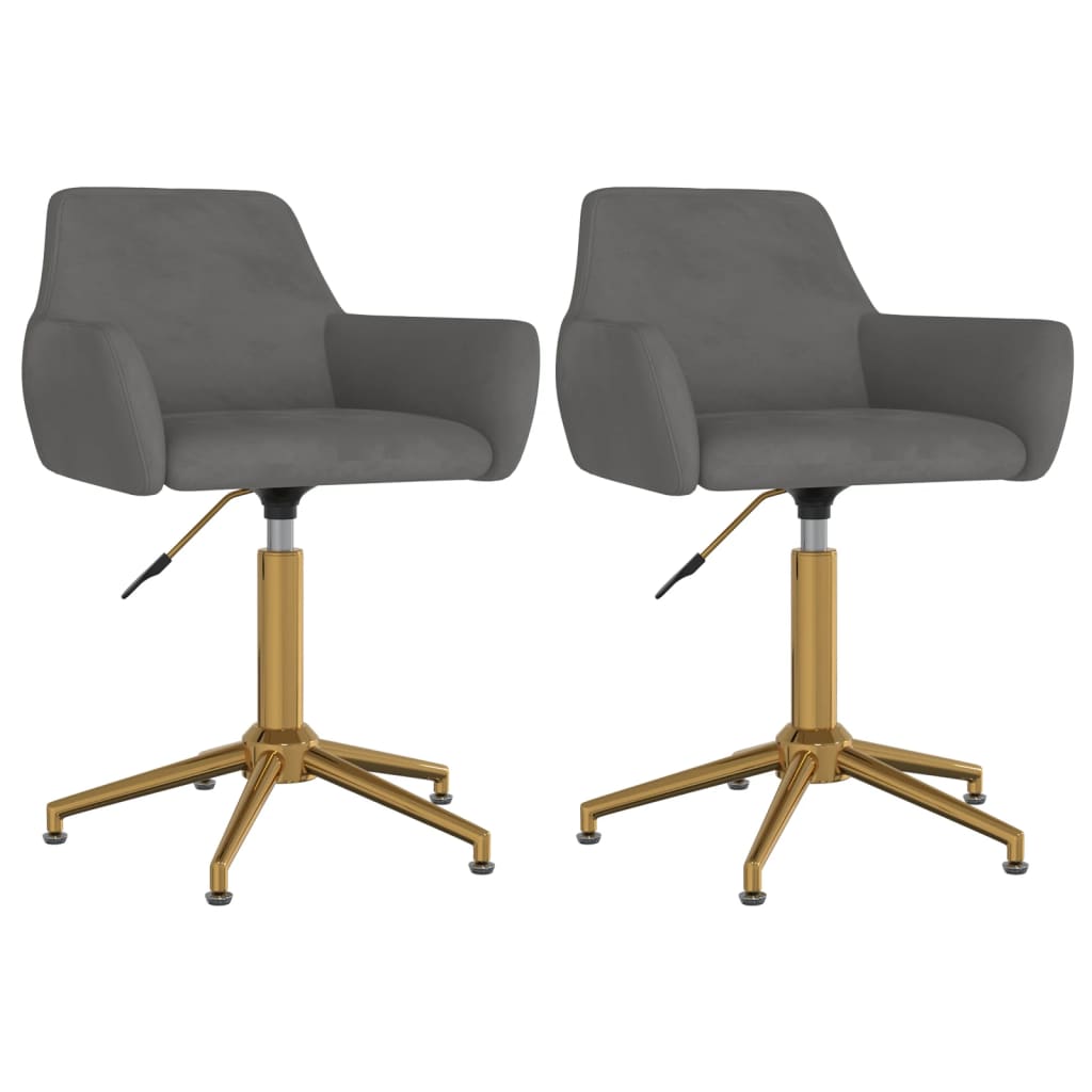 Esszimmerstühle 2 Stk. Drehbar Dunkelgrau Samt