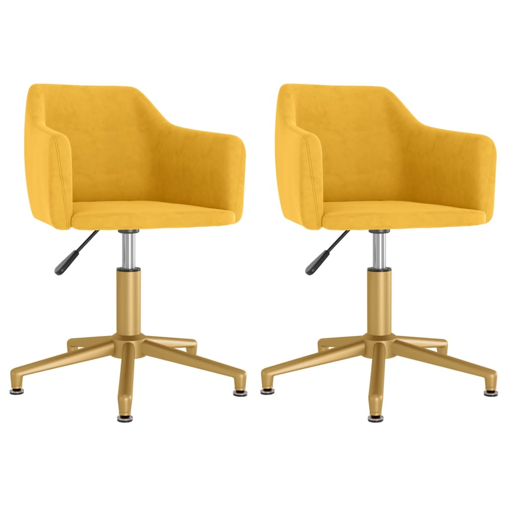 Esszimmerstühle 2 Stk. Drehbar Gelb Samt