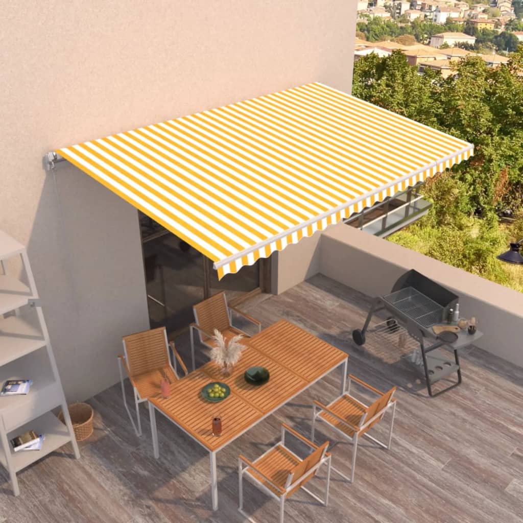 Gelenkarmmarkise Einziehbar 500x300 cm Gelb und Weiß