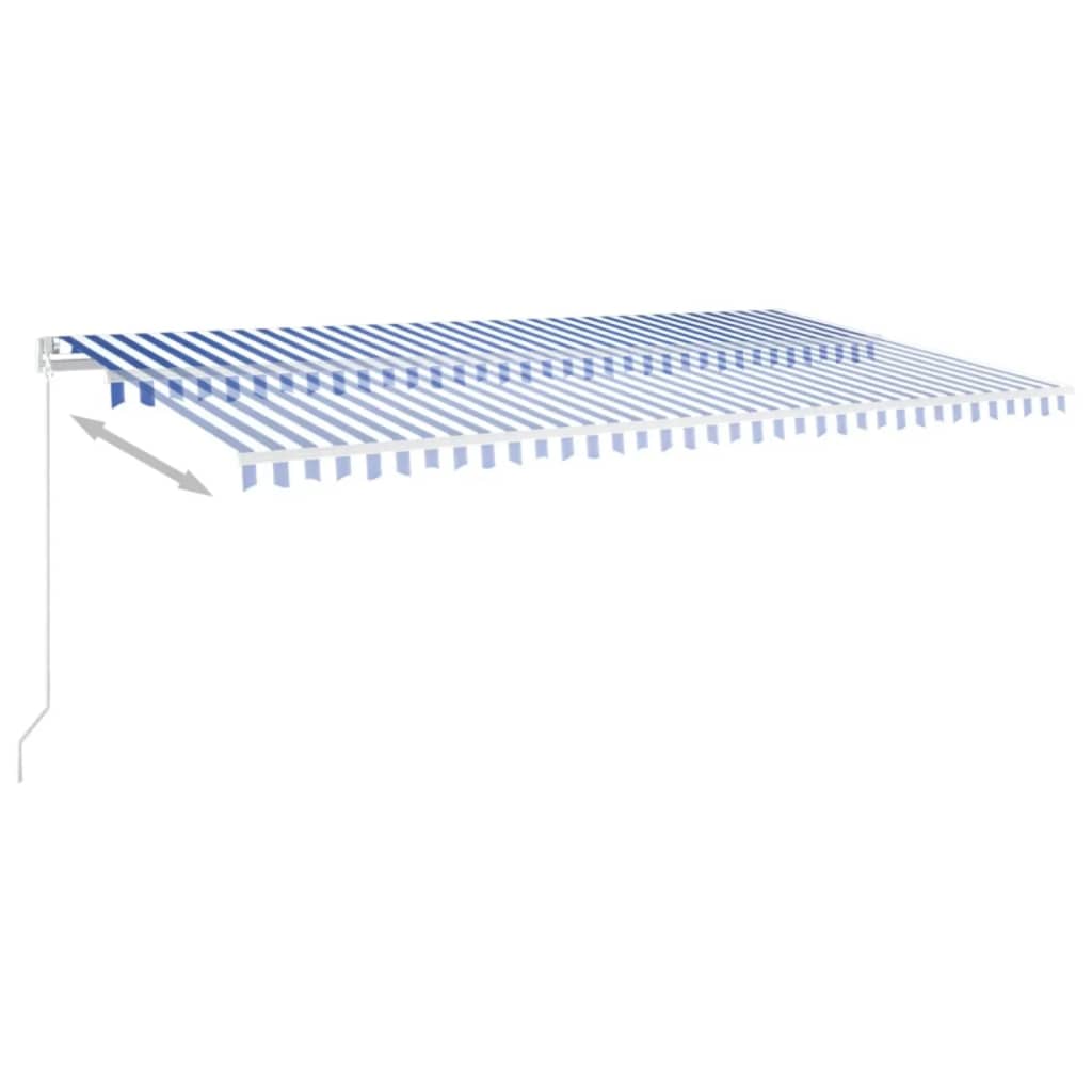 Gelenkarmmarkise Einziehbar mit LED 600x350 cm Blau und Weiß