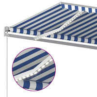 Thumbnail for Gelenkarmmarkise Einziehbar mit LED 600x350 cm Blau und Weiß