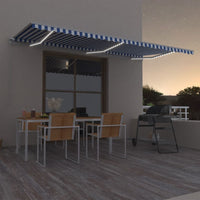 Thumbnail for Gelenkarmmarkise Einziehbar mit LED 600x350 cm Blau und Weiß