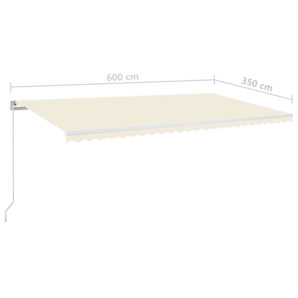 Gelenkarmmarkise Einziehbar mit LED 600x350 cm Cremeweiß
