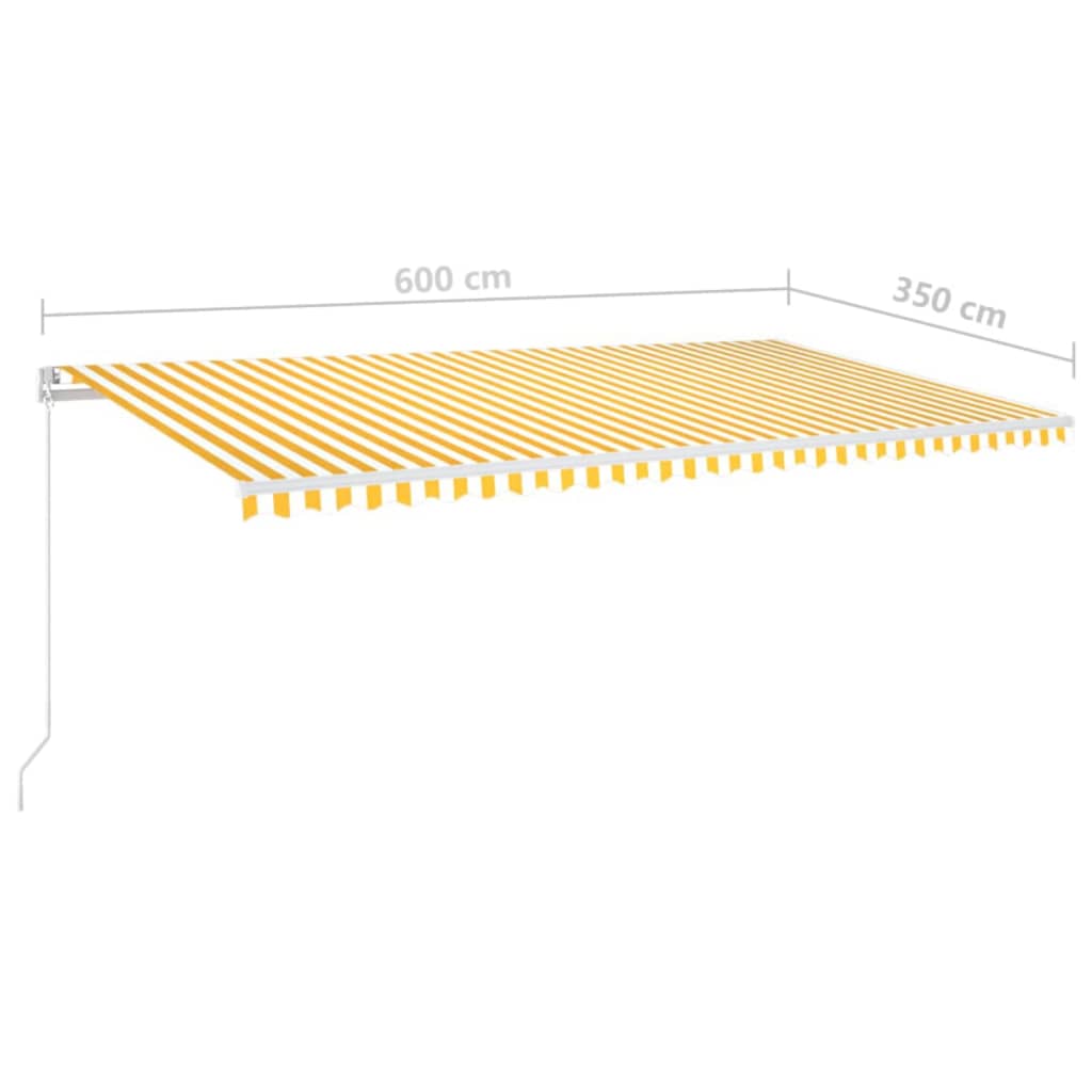 Gelenkarmmarkise Einziehbar mit LED 600x350 cm Gelb & Weiß