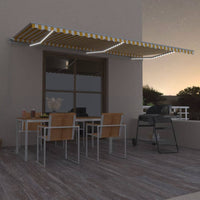 Thumbnail for Gelenkarmmarkise Einziehbar mit LED 600x350 cm Gelb & Weiß