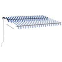 Thumbnail for Gelenkarmmarkise Einziehbar mit LED 350x250 cm Blau und Weiß