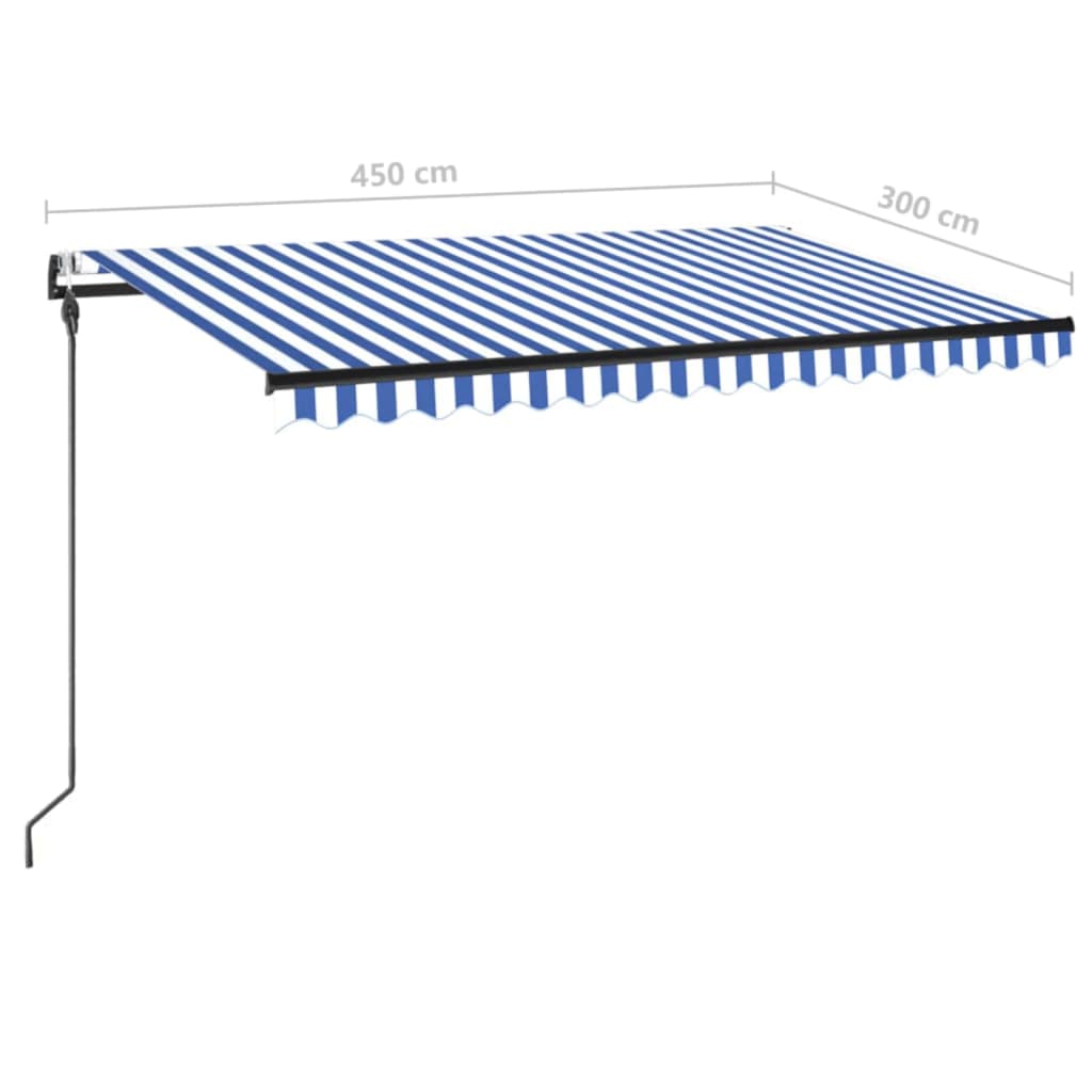 Automatische Markise mit LED Windsensor 450x300cm Blau und Weiß