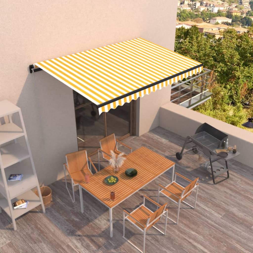 Gelenkarmmarkise Einziehbar 400x350 cm Gelb und Weiß