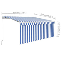 Thumbnail for Gelenkarmmarkise Einziehbar mit Jalousie 3x2,5 m Blau und Weiß