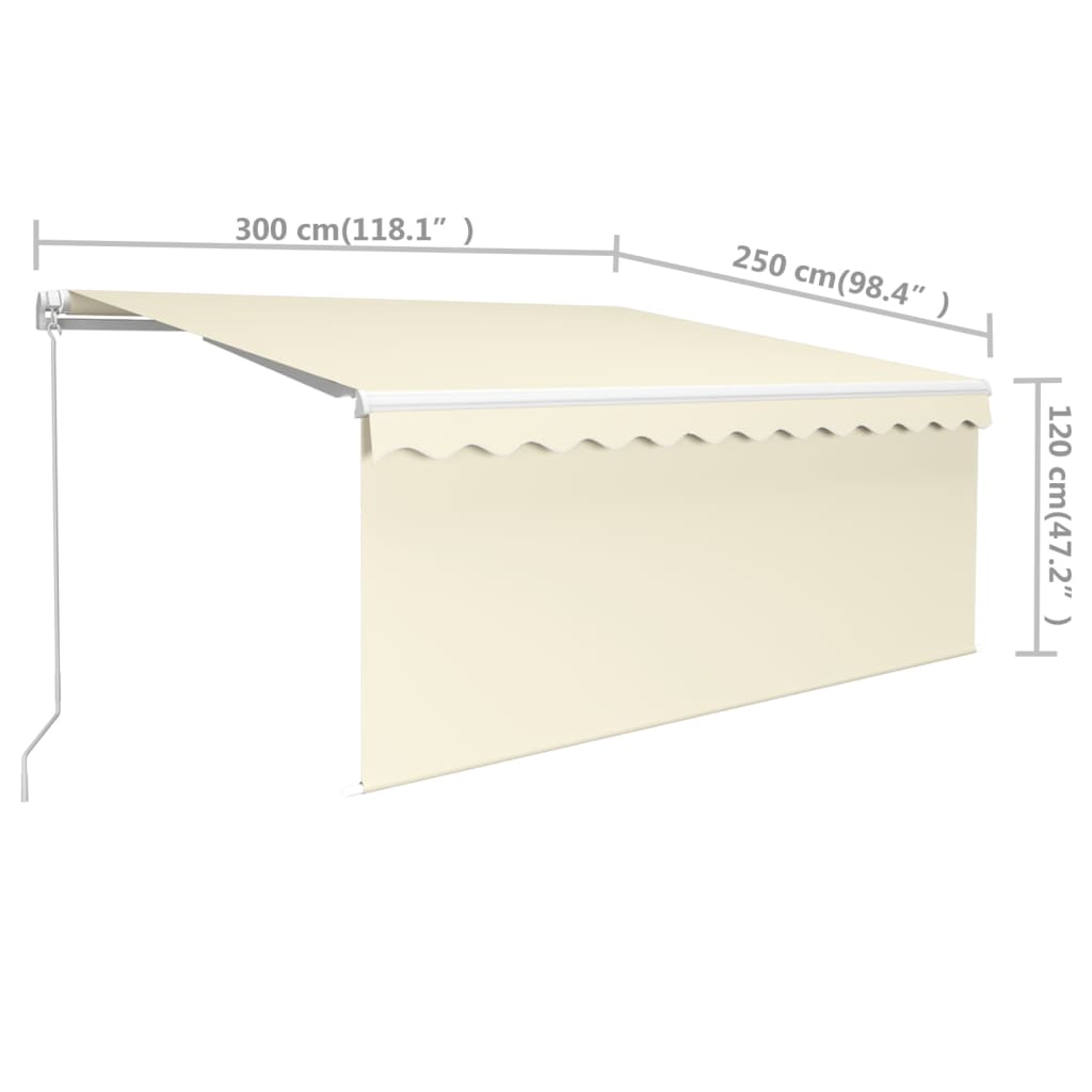 Gelenkarmmarkise Einziehbar mit Jalousie 3x2,5 m Creme