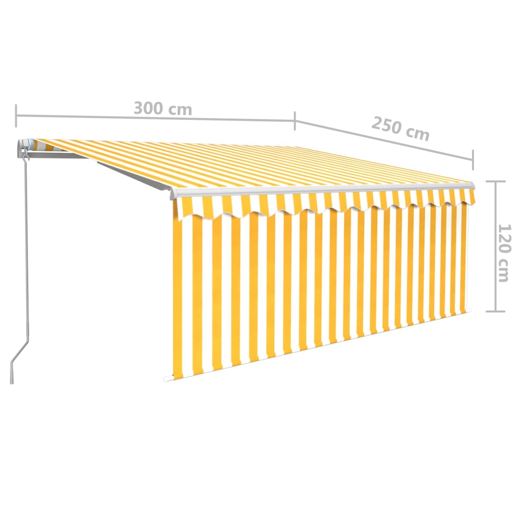Gelenkarmmarkise Einziehbar mit Jalousie 3x2,5 m Gelb und Weiß