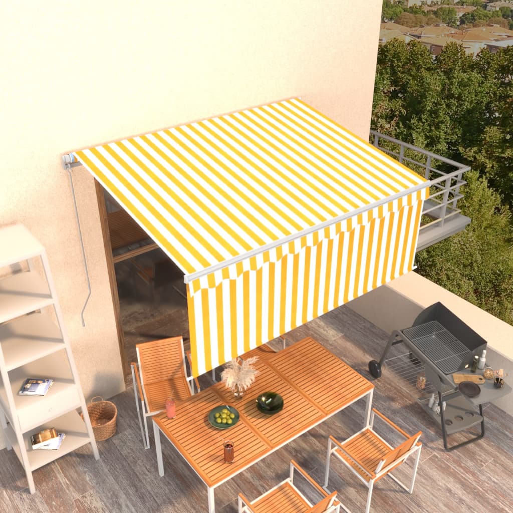 Gelenkarmmarkise Einziehbar mit Jalousie 3x2,5 m Gelb und Weiß