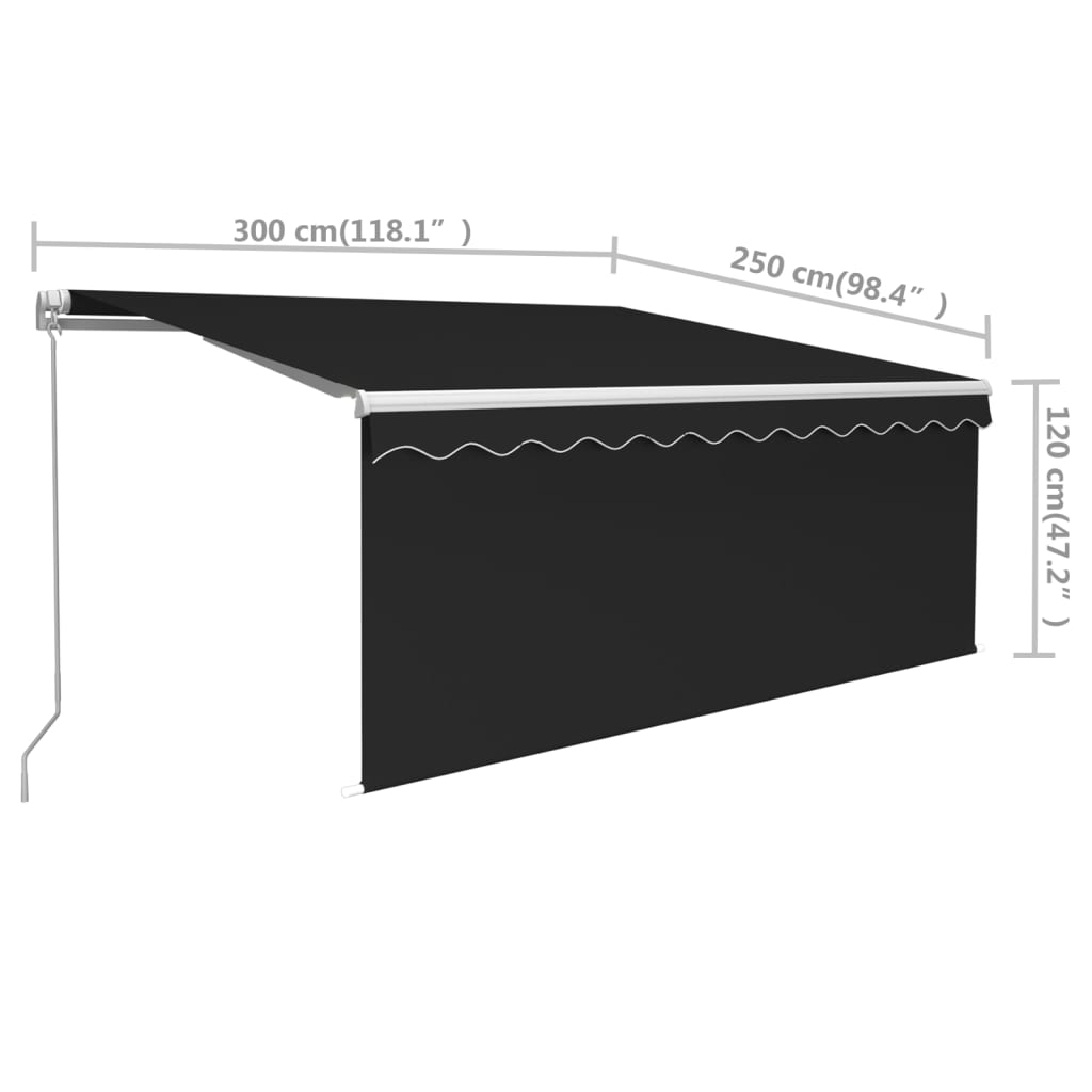 Gelenkarmmarkise Einziehbar mit Jalousie 3x2,5 m Anthrazit