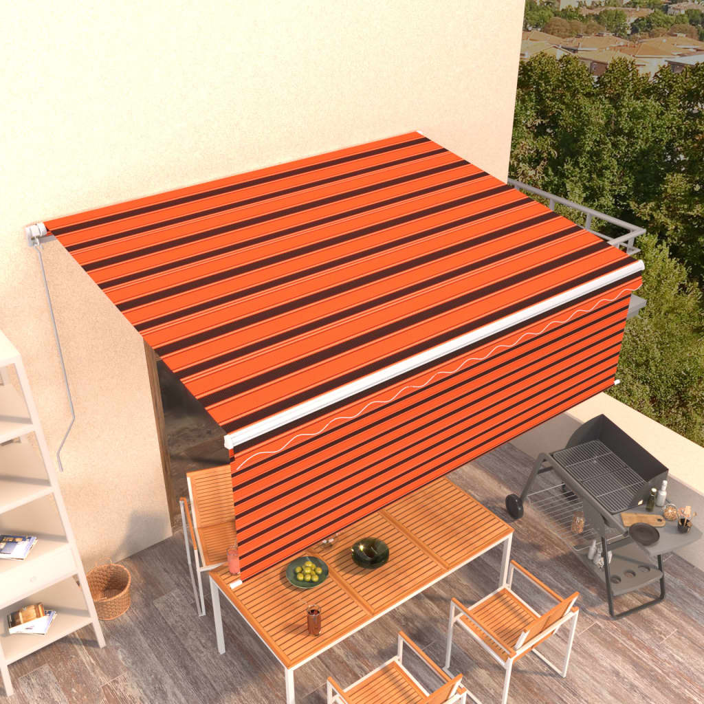 Gelenkarmmarkise Einziehbar mit Jalousie 4x3 m Orange und Braun
