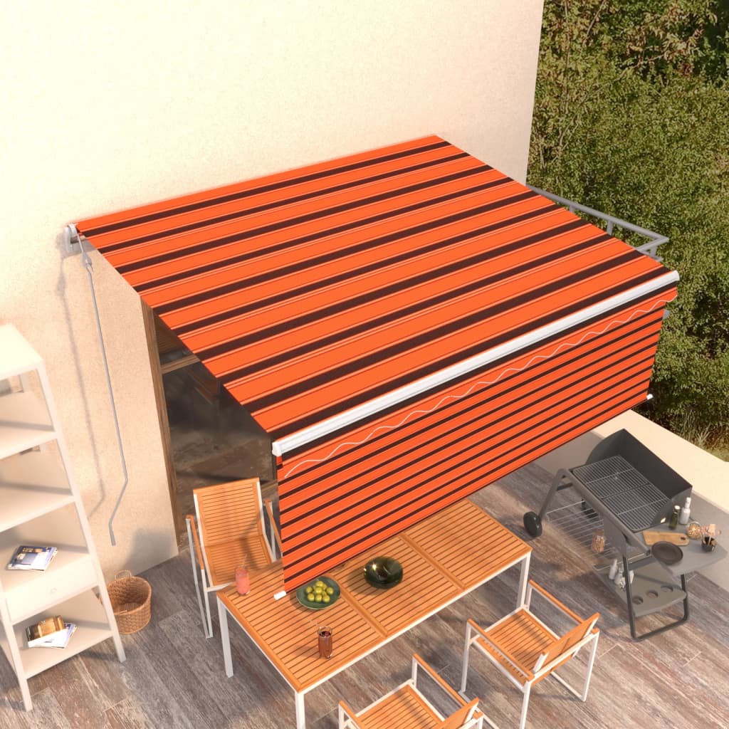 Gelenkarmmarkise Automatisch mit Jalousie 4x3m Orange und Braun
