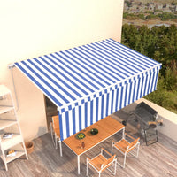 Thumbnail for Gelenkarmmarkise Einziehbar mit Jalousie 5x3 m Blau und Weiß