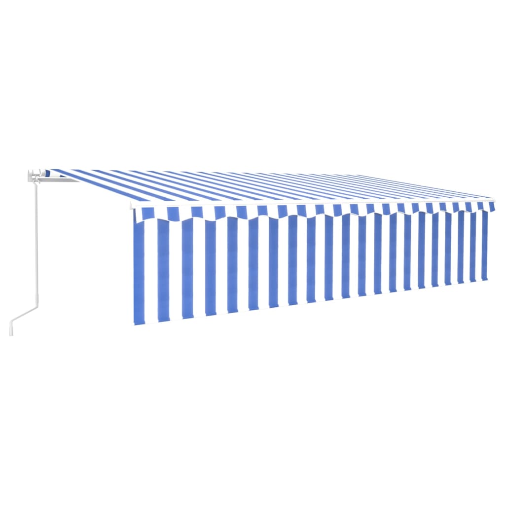 Gelenkarmmarkise Einziehbar mit Jalousie 6x3 m Blau und Weiß
