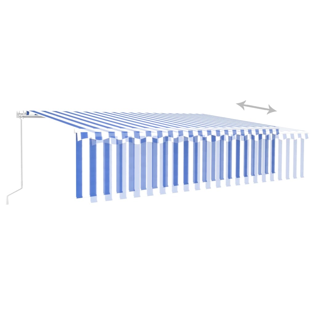 Gelenkarmmarkise Einziehbar mit Jalousie 6x3 m Blau und Weiß