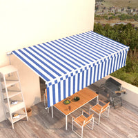 Thumbnail for Gelenkarmmarkise Einziehbar mit Jalousie 6x3 m Blau und Weiß