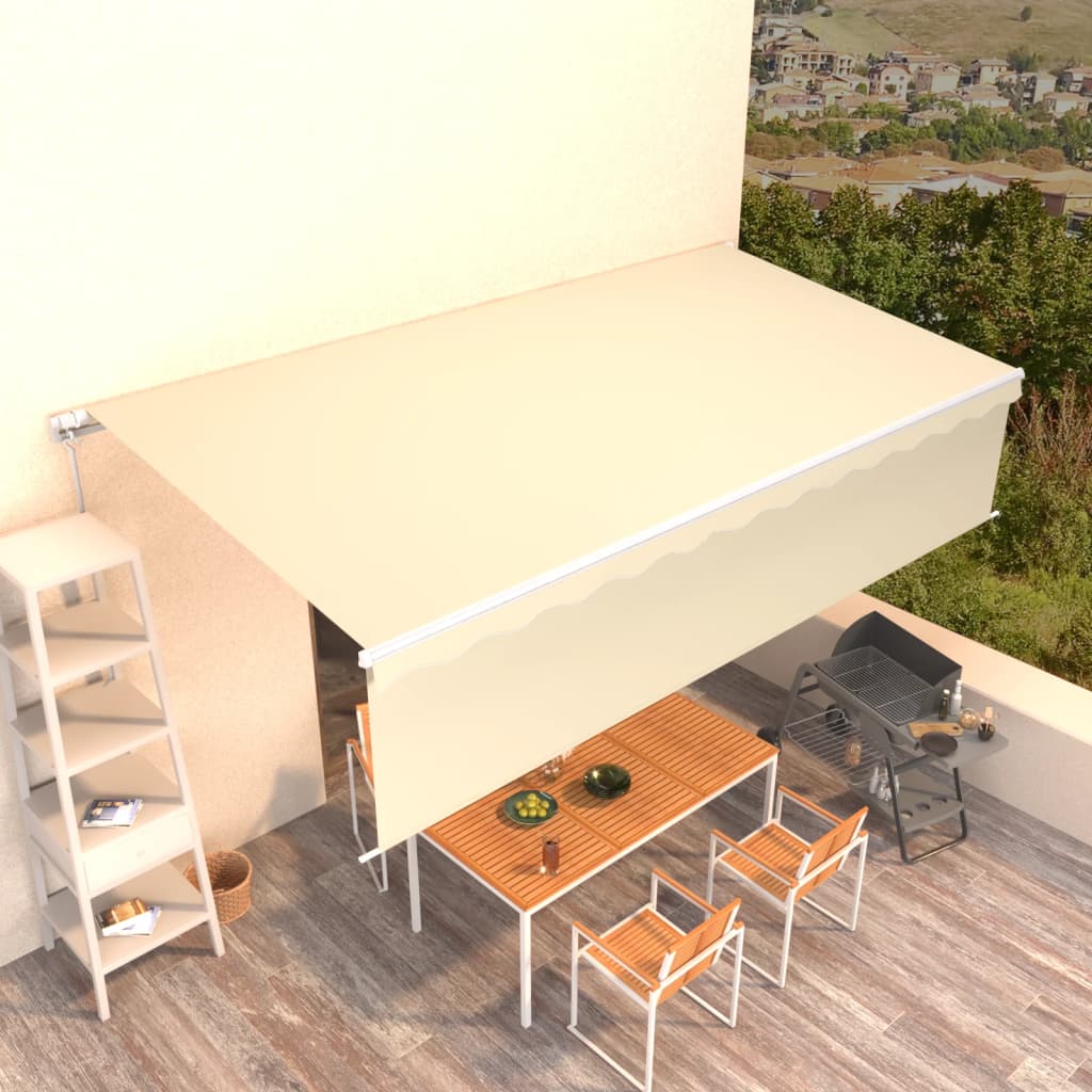 Gelenkarmmarkise Einziehbar mit Volant 6x3 m Creme